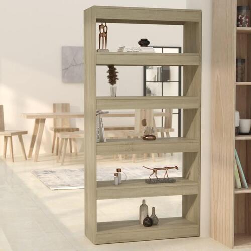 Bogreol/rumdeler 80x30x166 cm konstrueret træ sonoma-eg