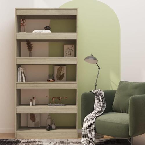 Bogreol/rumdeler 80x30x166 cm konstrueret træ sonoma-eg