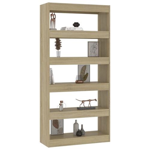 Bogreol/rumdeler 80x30x166 cm konstrueret træ sonoma-eg