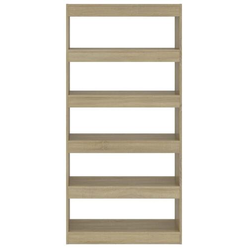 Bogreol/rumdeler 80x30x166 cm konstrueret træ sonoma-eg