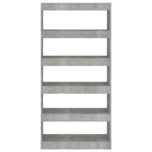 Bogreol/rumdeler 80x30x166 cm konstrueret træ betongrå