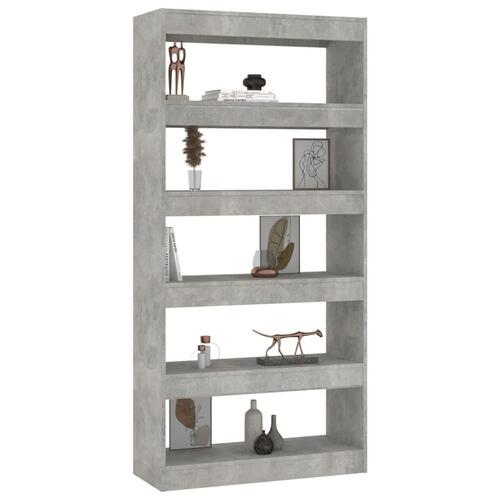 Bogreol/rumdeler 80x30x166 cm konstrueret træ betongrå