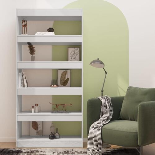 Bogreol/rumdeler 80x30x166 cm konstrueret træ hvid højglans