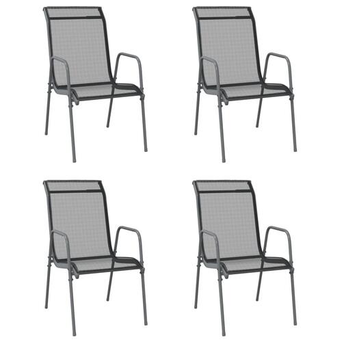 Havestole 4 stk. stål og textilene sort