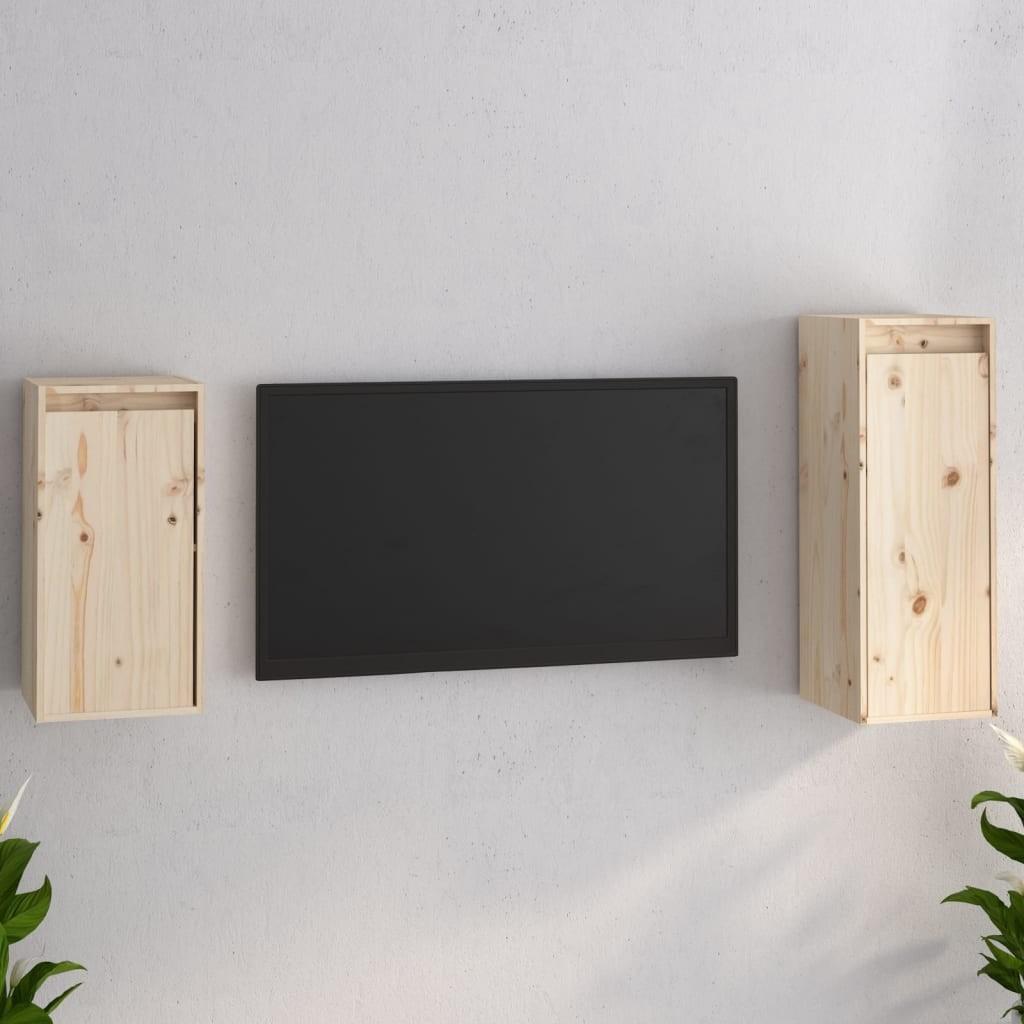 Tv-skabe 2 dele massivt fyrretræ