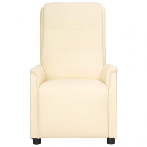 Massagestol med løftefunktion kunstlæder cremefarvet