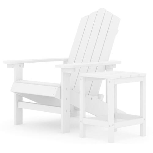 Adirondack-stol med bord HDPE hvid
