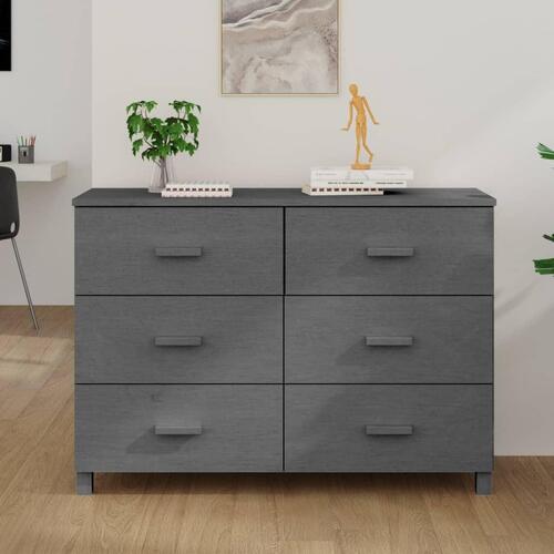 Skænk HAMAR 113x40x80 cm massivt fyrretræ mørkegrå