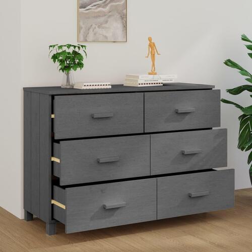 Skænk HAMAR 113x40x80 cm massivt fyrretræ mørkegrå