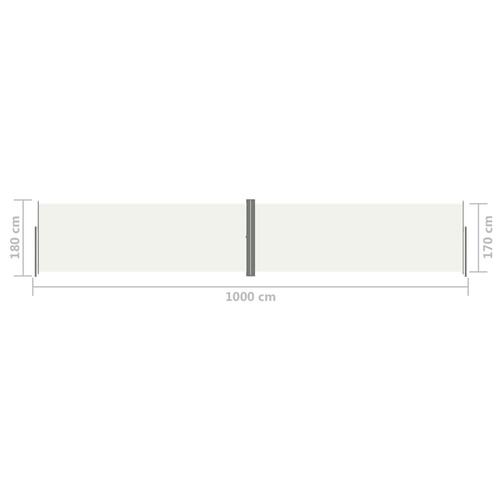 Sammenrullelig sidemarkise 180x1000 cm cremefarvet