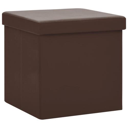 Foldbar opbevaringspuf PVC brun