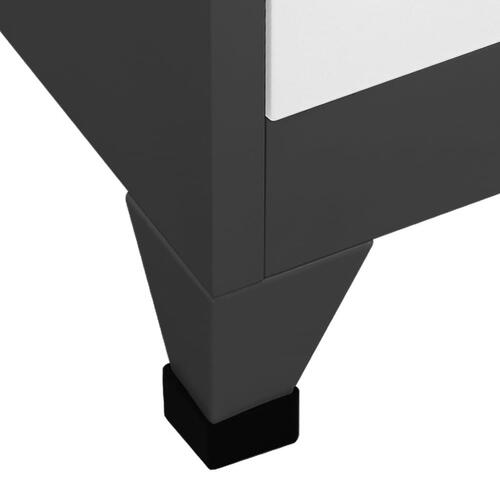 Skab 90x45x180 cm stål antracitgrå og hvid