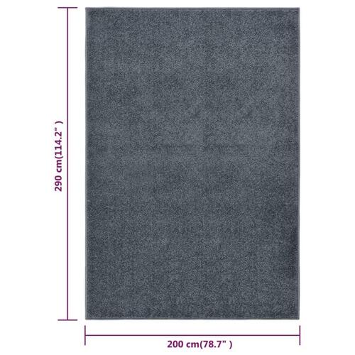 Gulvtæppe 200x290 cm kort luv antracitgrå
