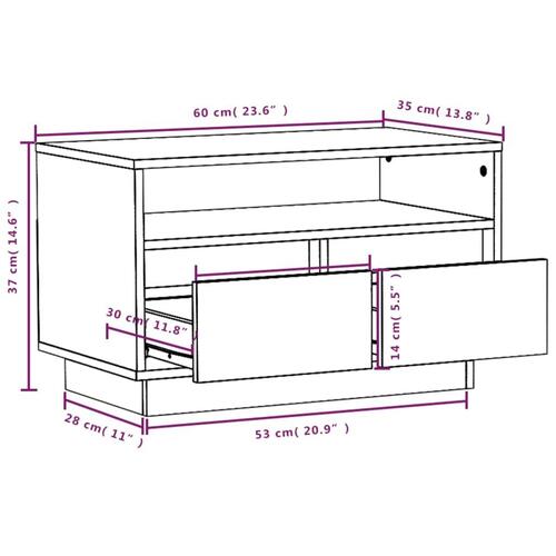 Tv-bord 60x35x37 cm massivt fyrretræ