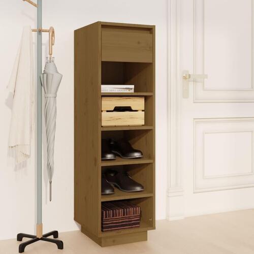 Skoreol 30x34x105 cm massivt fyrretræ gyldenbrun