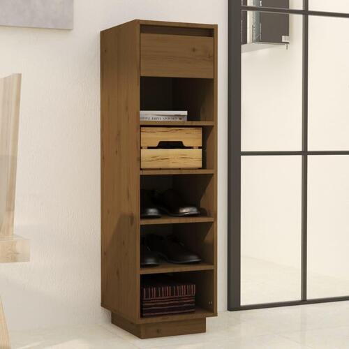 Skoreol 30x34x105 cm massivt fyrretræ gyldenbrun