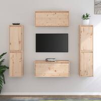 Tv-skabe 6 dele massivt fyrretræ