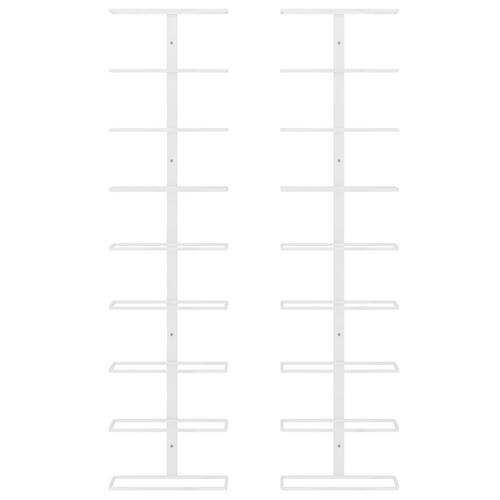 Væghængte vinreoler 2 stk. til 9 flasker jern hvid