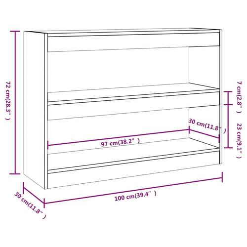 Bogskab/rumdeler 100x30x72 cm hvid højglans