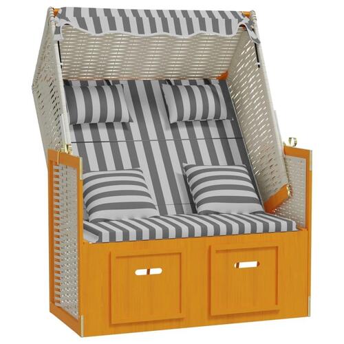 Strandstol med hynder polyrattan og massivt træ hvid og grå