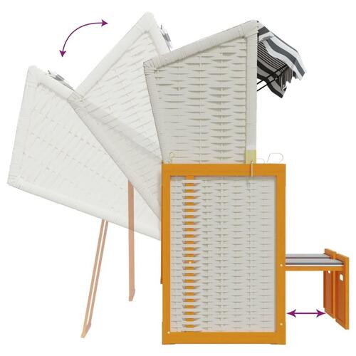 Strandstol med hynder polyrattan og massivt træ hvid og grå