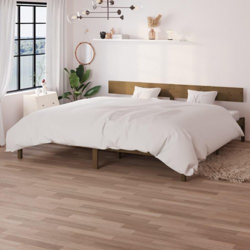 Sengeramme 180x200 cm Super King massivt træ gyldenbrun
