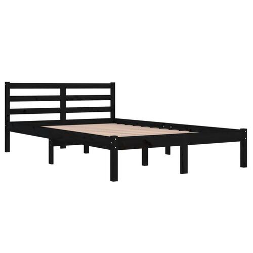 Sengeramme 120x200 cm massivt fyrretræ sort
