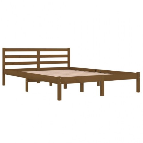 Sengeramme 140x200 cm massivt fyrretræ gyldenbrun
