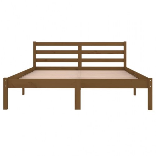 Sengeramme 140x200 cm massivt fyrretræ gyldenbrun