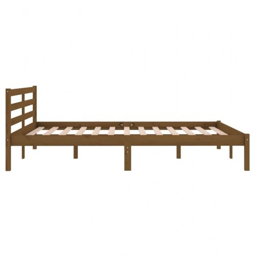 Sengeramme 140x200 cm massivt fyrretræ gyldenbrun