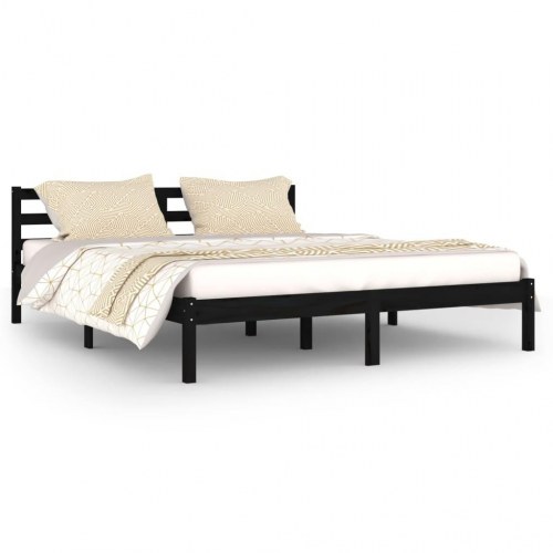 Sengeramme 160x200 cm massivt fyrretræ sort