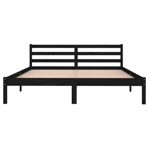 Sengeramme 160x200 cm massivt fyrretræ sort