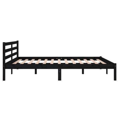 Sengeramme 160x200 cm massivt fyrretræ sort