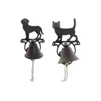 Klokke Kat Hund Brun Mørkebrun Tov Jern 14 x 15 x 24 cm (2 enheder)