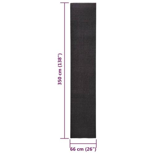 Gulvtæppe 66x350 cm naturlig sisal sort