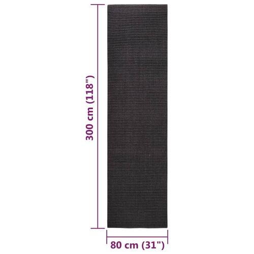 Gulvtæppe 80x300 cm naturlig sisal sort