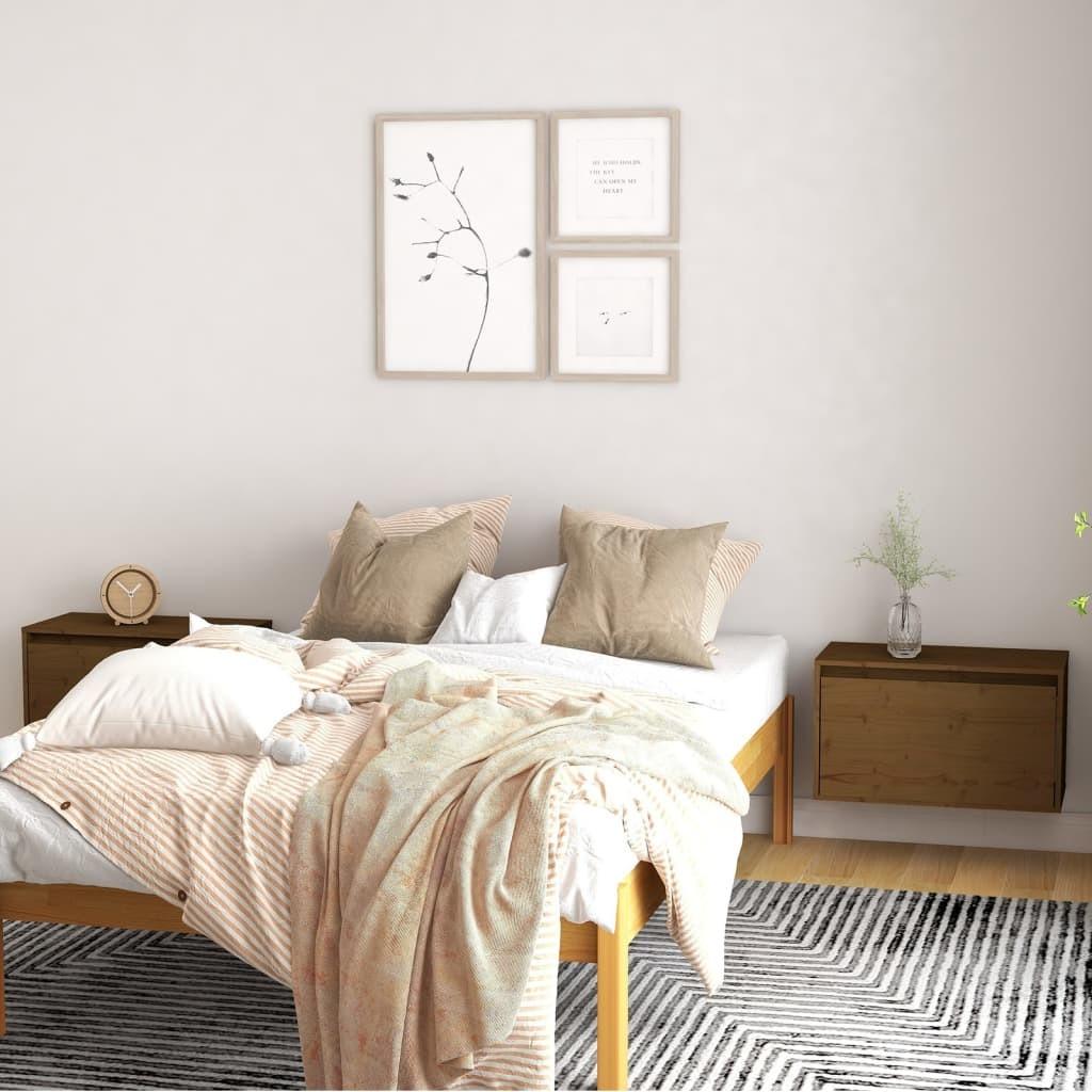 Vægskabe 2 stk. 60x30x35 cm massivt fyrretræ honningbrun