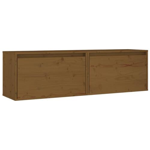 Vægskabe 2 stk. 60x30x35 cm massivt fyrretræ honningbrun
