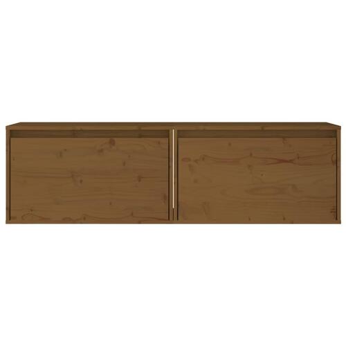 Vægskabe 2 stk. 60x30x35 cm massivt fyrretræ honningbrun