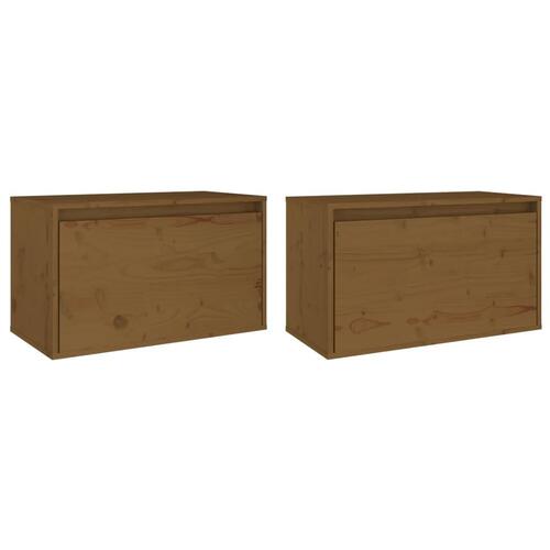 Vægskabe 2 stk. 60x30x35 cm massivt fyrretræ honningbrun