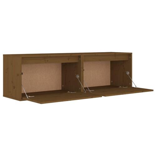 Vægskabe 2 stk. 60x30x35 cm massivt fyrretræ honningbrun