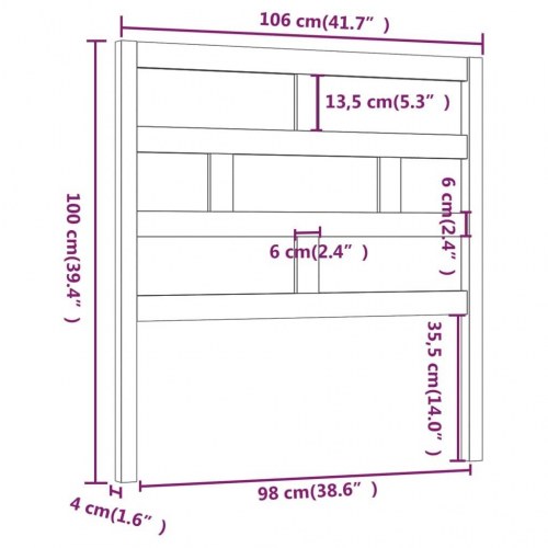 Sengegavl 106 x 4 x 100 cm i massivt fyrretræ - gyldenbrun