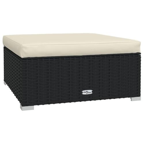 Haveloungesæt 4 dele med hynder polyrattan sort