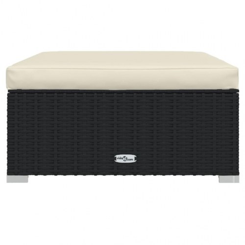 Udendørs fodskammel med hynde 70 × 70 × 30 cm - polyrattan, sort