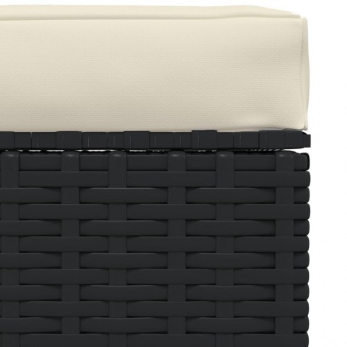 Udendørs fodskammel med hynde 70 × 70 × 30 cm - polyrattan, sort