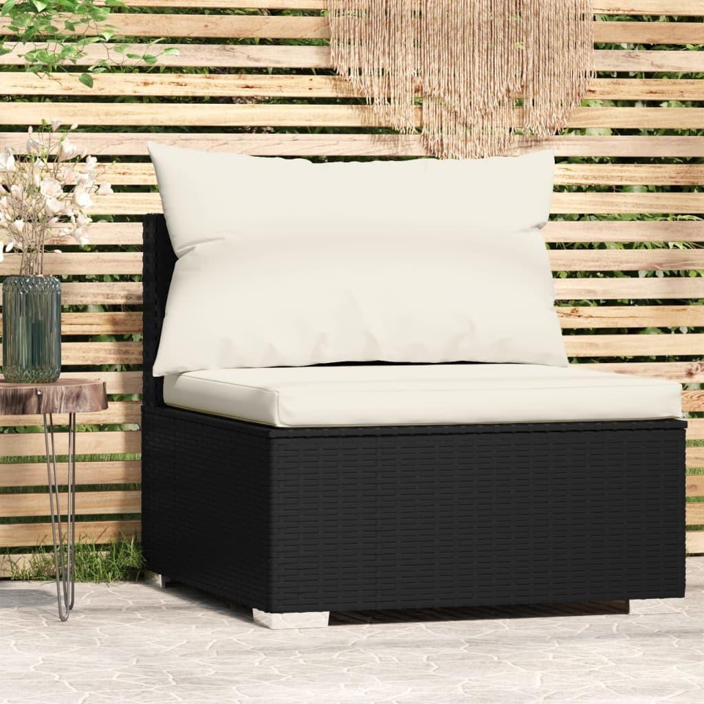 Midtersæde til havesofa med hynder polyrattan sort