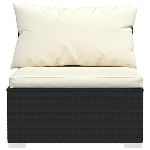 Midtersæde til havesofa med hynder polyrattan sort
