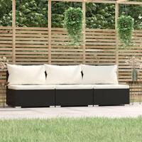 3-personers sofa med hynder polyrattan sort