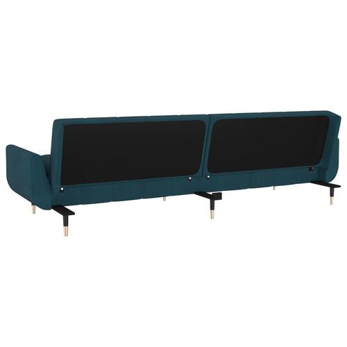 2-personers sovesofa med 2 puder fløjl blå