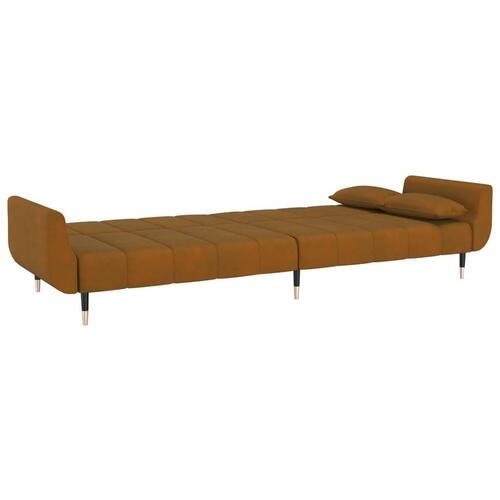 2-personers sovesofa med 2 puder fløjl brun